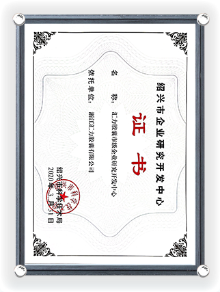 Certificat du Centre de Recherche et de Développement d'Entreprise de Shaoxing 2020-1