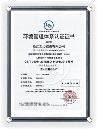 Certificat de Certification du Système de Gestion Environnementale (Version Chinoise) 22 Mars 2025