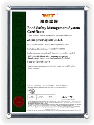 Certificat de Système de Gestion de la Sécurité Alimentaire